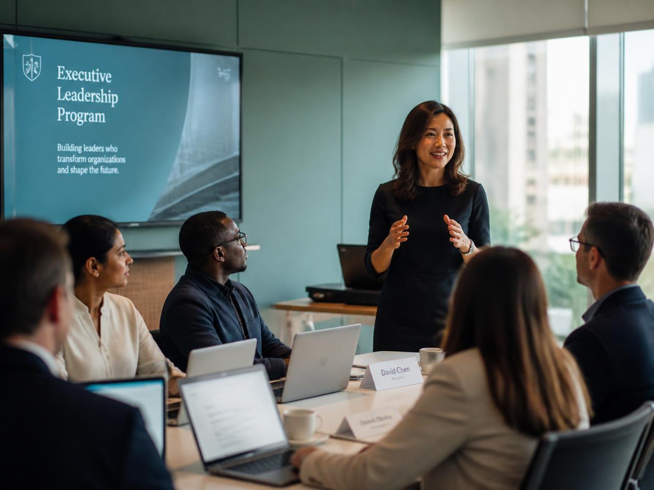 Instructor leading a live executive AI governance session with professionals